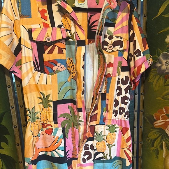 Medium FARM Rio Colorful Abstract Pattern Jumpsuit - Picture 2 of 5